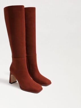 Sam Edelman Tall Suede Knee-High Boots in Rust Brown